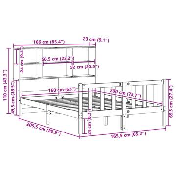 Bookcase Bed 160x200 cm - Solid Pine Wood Frame | Hipomarket UK