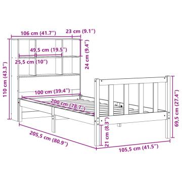 Bookcase Bed Without Mattress - Wax Brown 100x200 cm Solid Pine