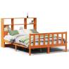 Bookcase Bed without Mattress - Solid Pine Wood - Wax Brown