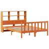 Bookcase Bed without Mattress - Solid Pine Wood - Wax Brown