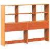 Bookcase Bed without Mattress - Solid Pine Wood - Wax Brown