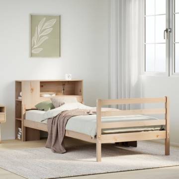 Bookcase Bed 75x190 cm | Solid Pine Wood, No Mattress