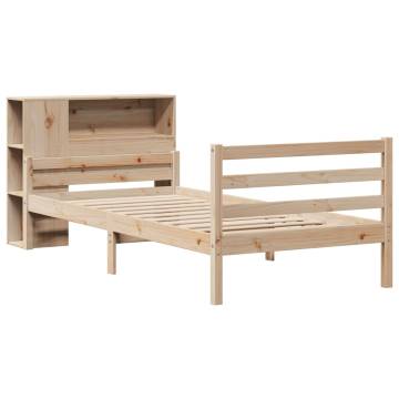 Bookcase Bed 75x190 cm | Solid Pine Wood, No Mattress