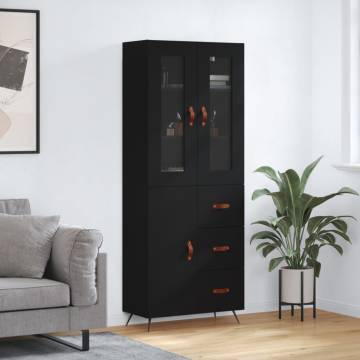 Stylish Highboard Black 69.5x34x180 cm - Durable Engineered Wood