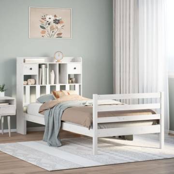 Bookcase Bed Without Mattress - White Solid Pine 75x190 cm