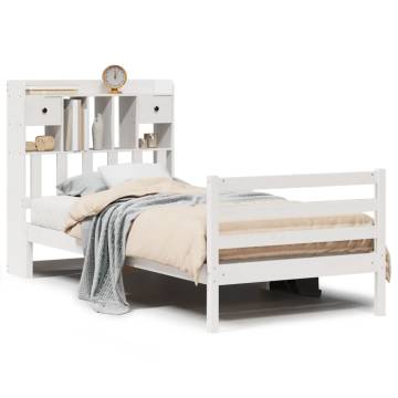 Bookcase Bed Without Mattress - White Solid Pine 75x190 cm