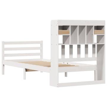 Bookcase Bed Without Mattress - White Solid Pine 75x190 cm