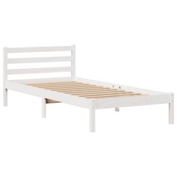 Bookcase Bed Without Mattress - White Solid Pine 75x190 cm