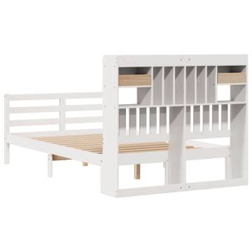 Bookcase Bed without Mattress - White 120x200 cm Solid Pine