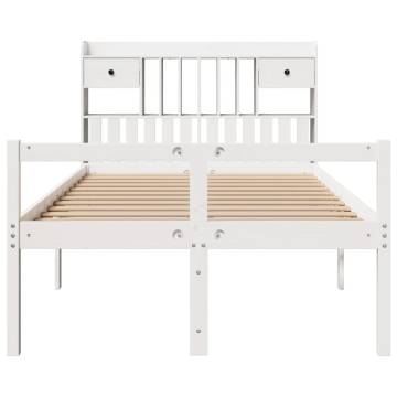 Bookcase Bed without Mattress - White 135x190 cm Double Pine