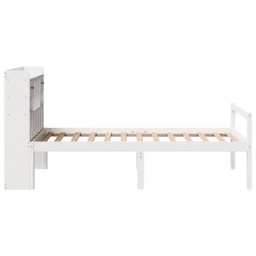 Bookcase Bed Without Mattress - White Solid Pine - 100x200 cm