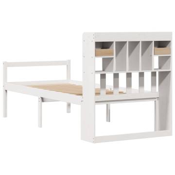 Bookcase Bed Without Mattress - White Solid Pine - 100x200 cm