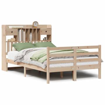 Bookcase Bed 135x190 cm Double Solid Pine - HipoMarket