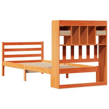 Bookcase Bed without Mattress - Solid Pine Wax Brown 90x190 cm