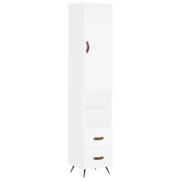 Stylish Highboard White - 34.5x34x180 cm Engineered Wood