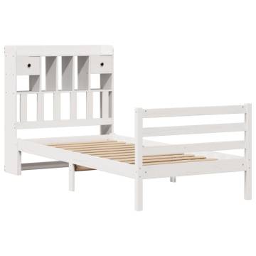 Bookcase Bed Without Mattress - White Solid Pine 100x200 cm