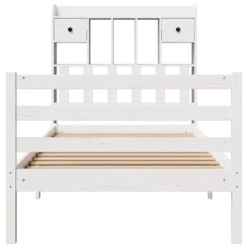 Bookcase Bed Without Mattress - White Solid Pine 100x200 cm