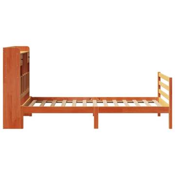 Bookcase Bed without Mattress Wax Brown 100x200cm Solid Wood