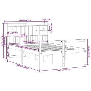 Bookcase Bed Solid Pine Wax Brown 140x200cm - HiPoMarket