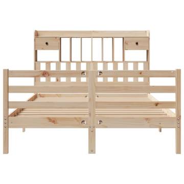 Bookcase Bed 160x200 cm - Solid Wood Pine Without Mattress