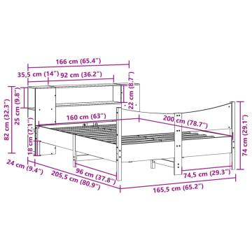 Stylish Wax Brown Bed Frame 160x200 cm Solid Pine | HipoMarket