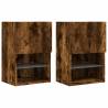 Stylish Smoked Oak TV Cabinets with LED Lights - 2 pcs