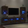 Stylish Smoked Oak TV Cabinets with LED Lights - 2 pcs