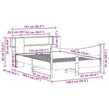 Solid Wood Pine Bed Frame in Wax Brown - 135x190 cm Double