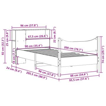 Solid Pine Bed Frame - Wax Brown 90x200 cm | Hipomarket