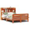 Stylish Bookcase Bed in Wax Brown | Solid Pine 140x200 cm