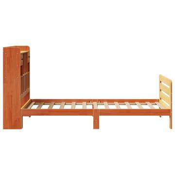 Bookcase Bed in Wax Brown - Solid Pine Wood, Small Single Size