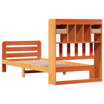 Bookcase Bed in Wax Brown - Solid Pine Wood, Small Single Size