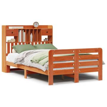 Bookcase Bed without Mattress - Wax Brown Solid Pinewood