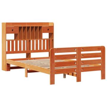 Bookcase Bed without Mattress - Wax Brown Solid Pinewood