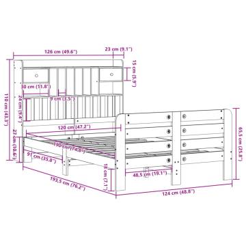 Bookcase Bed without Mattress - Wax Brown Solid Pinewood