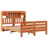 Bookcase Bed without Mattress - Solid Pine Wax Brown 140x190 cm