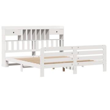 Bookcase Bed without Mattress White 180x200 cm Super King