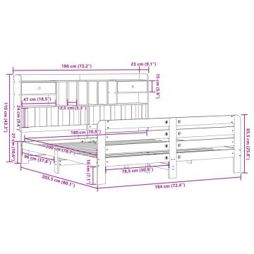 Bookcase Bed without Mattress White 180x200 cm Super King