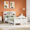  Bookcase Bed without Mattress White 135x190 cm Double Solid Wood Pine Colour white Size 135 x 190 cm 