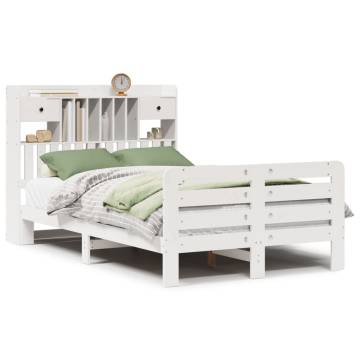 Bookcase Bed without Mattress - White Double 135x190 cm Pine