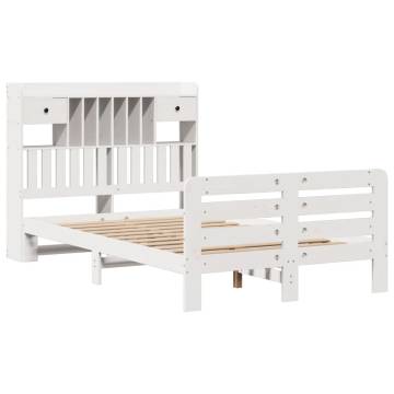 Bookcase Bed without Mattress - White Double 135x190 cm Pine