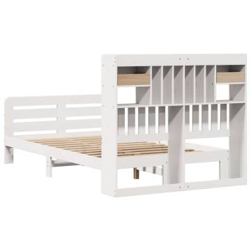 Bookcase Bed without Mattress - White Double 135x190 cm Pine