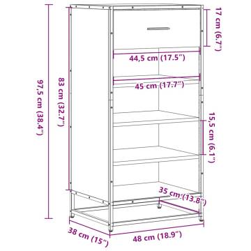 Shoe Rack Brown Oak 48x38x97.5 cm - Durable & Stylish Storage