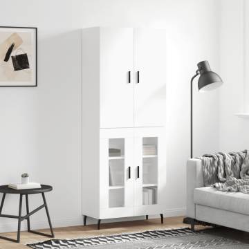 Highboard High Gloss White - Stylish Engineered Wood Storage