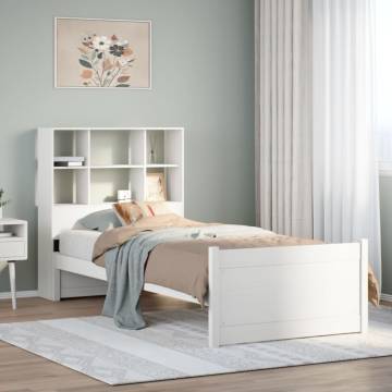 Bookcase Bed without Mattress - White 90x190cm Single Pine