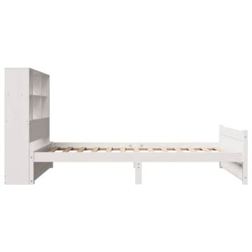 Bookcase Bed without Mattress - White 90x190cm Single Pine