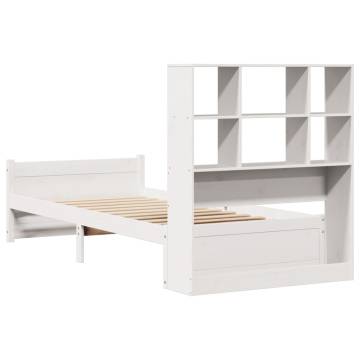 Bookcase Bed without Mattress - White 90x190cm Single Pine