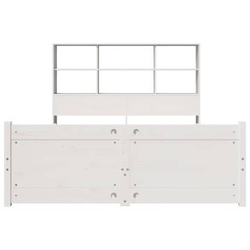 Bookcase Bed Without Mattress - White Solid Wood Pine 140x190cm