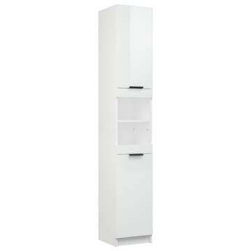 High Gloss White Bathroom Cabinet - 32x34x188.5cm