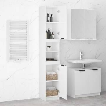 High Gloss White Bathroom Cabinet - 32x34x188.5cm